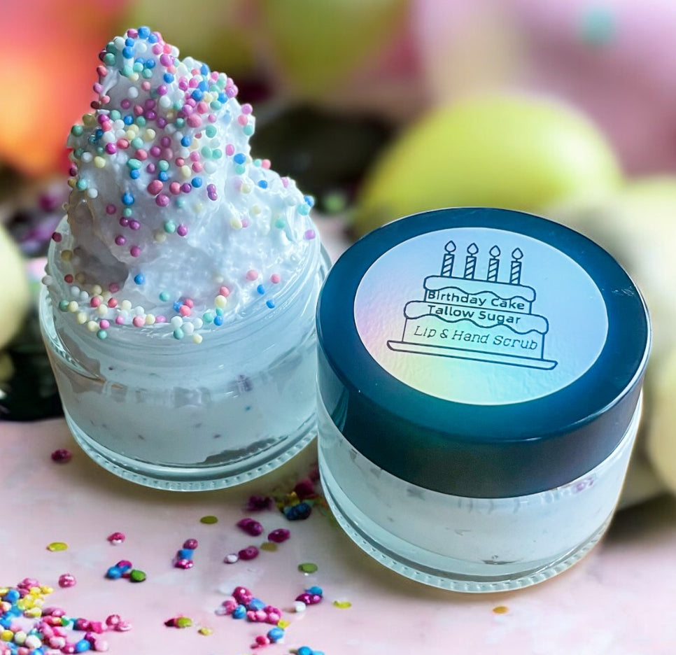 “Birthday Cake” Tallow Sugar Scrub for lips & hands - 1.1oz